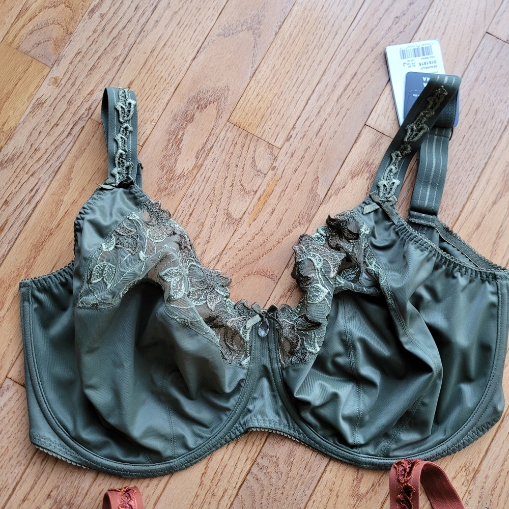 Elegant Olive Green Lace Bra